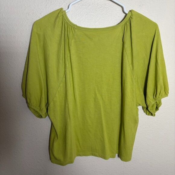 Aerie T-Shirt Women's Small Green Round Neck Puff Sleeve Solid Casual Shirt - Picture 5 of 9